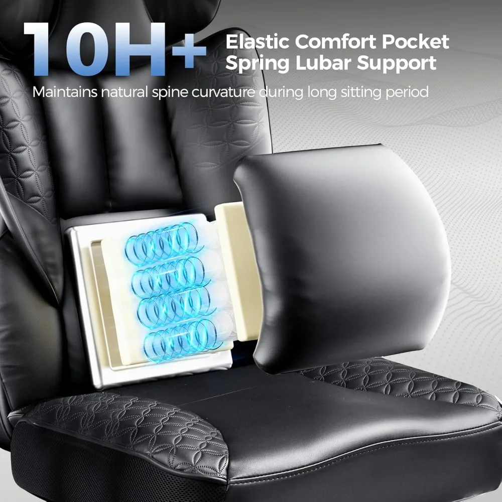 Heavy-Duty Ergonomic Gaming and Office Chair with Footrest, Supports up to 400lbs, Pocket Spring Lumbar Support