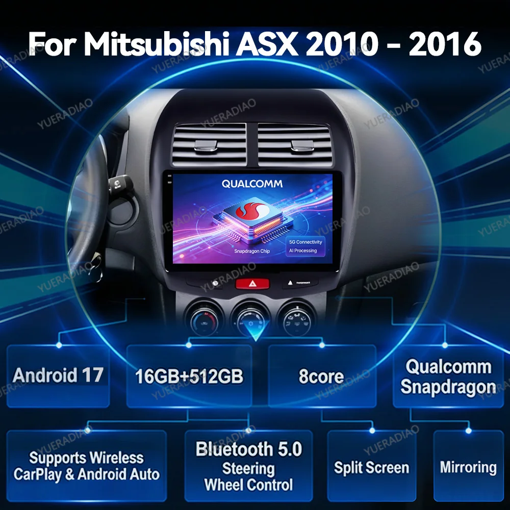 Android 17 Carplay Auto For Mitsubishi ASX 1 2010 2011 2012 2013 2014 2015 2016 Car Radio Multimedia Video Player GPS NAVI 4G BT