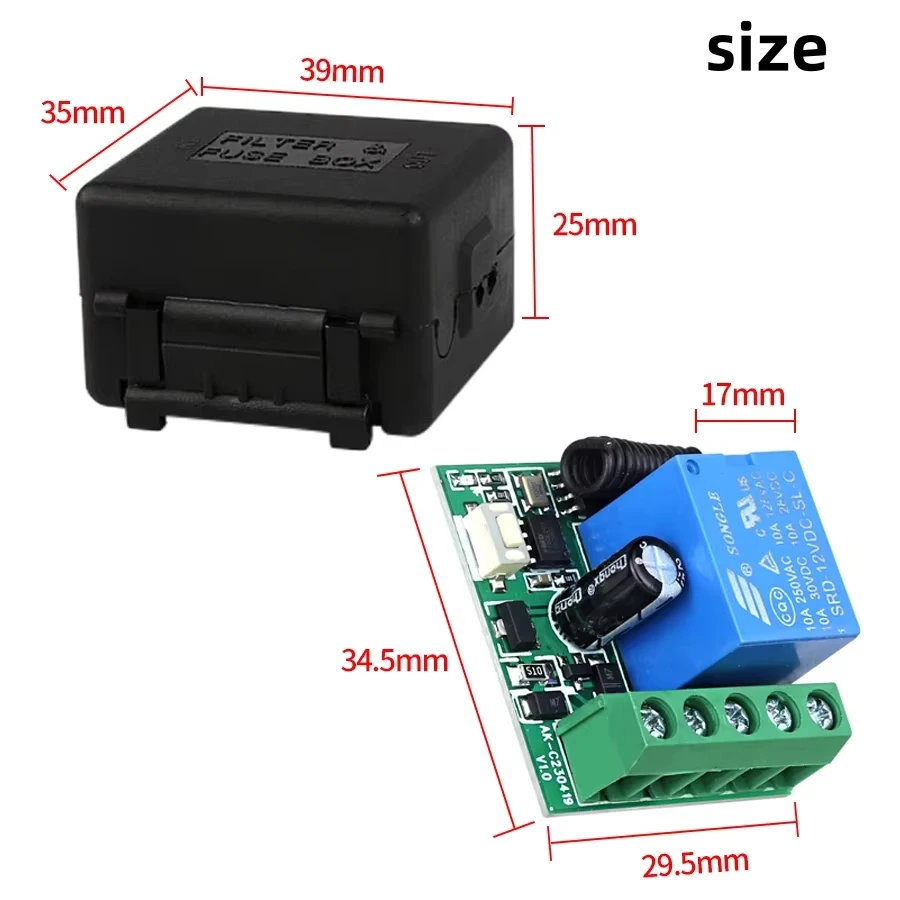 Commutateur universel de télécommande sans fil RF 433Mhz, Module récepteur de relais DC 12V 1CH pour l'apprentissage du Code émetteur 4CH, bricolage à distance