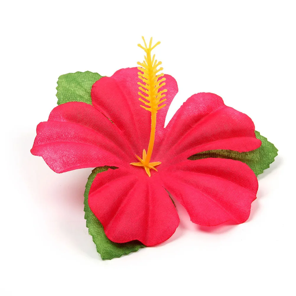 

48pcs Hawaiian Theme Party Supplies 8 Inches Simulation Monstera Hibiscus Flower Set For Luau Decoration Artificial Plants