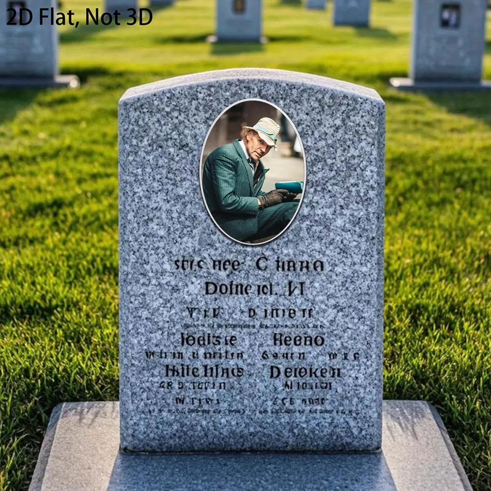 2D Flat Not 3D 1pc Custom Photo Memorial Headstone Tile Customizable Cemetery Decorations for Grave Anniversary Gift