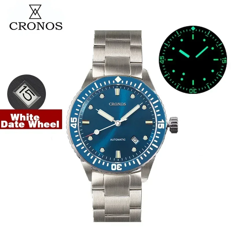 Cronos 50-Fathoms Watch For Men C3 Luminous Convex Nail Automatic NH35 Movement 200M Waterproof Resistant Rotating Ceramic Bezel