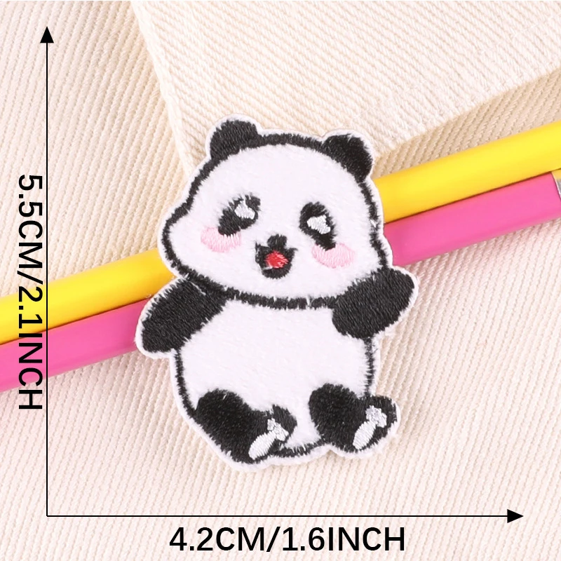 Self-adhesive Cute Chinese Panda Patches Embroidery Appliques Sewing Supplies Decorative Handmade Gift Box Badges Car Sticker