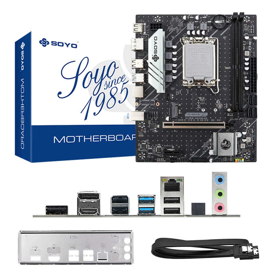 SOYO Motherboard Set H610M LGA1700 with Intel CPU i3 12100F DDR4