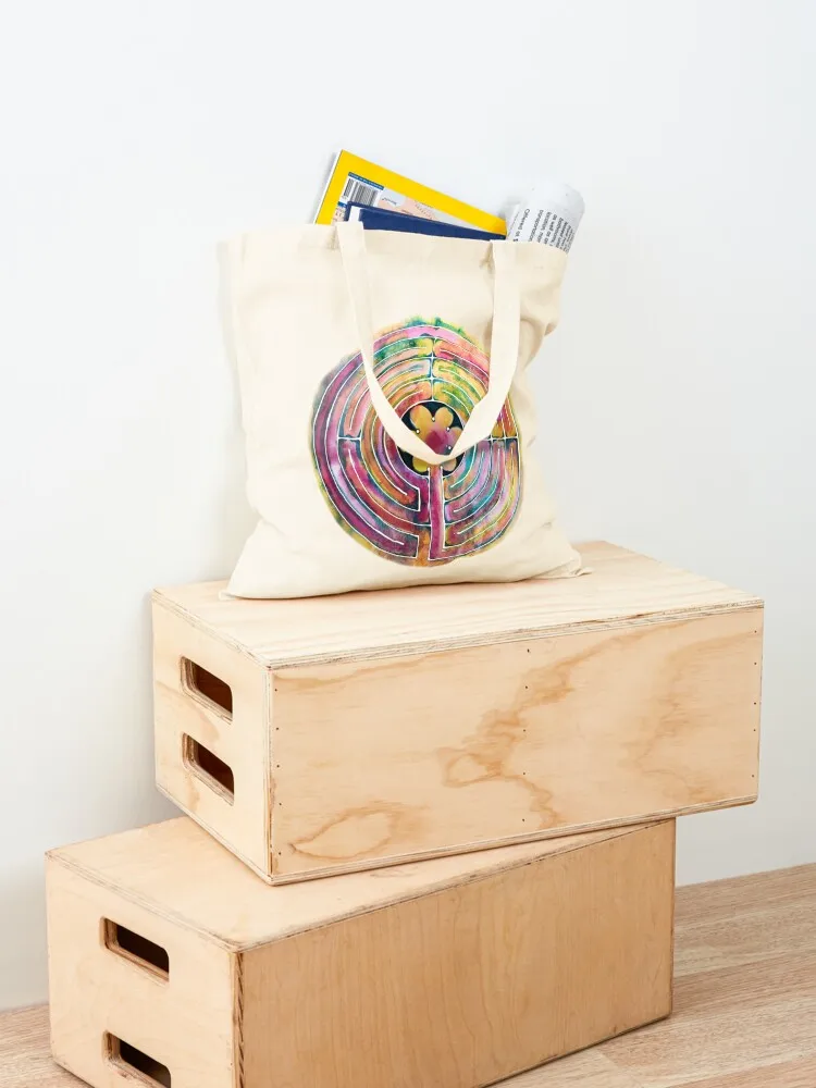 Watercolor Labyrinth Tote Bag university shopper bag canvas bags handbag Canvas bag for women