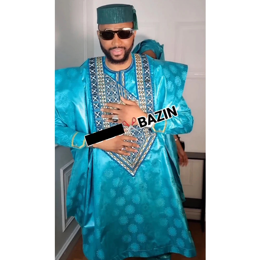 H&D South African Traditional Wear Formal Attire Bazin Riche Dashiki Green Shirt Pants Robe Suit Agbada Men's wedding party 2024 24 soldNGN100,865.03Extra 2% off with coinsH&D Rich Bazin Stpre Officia