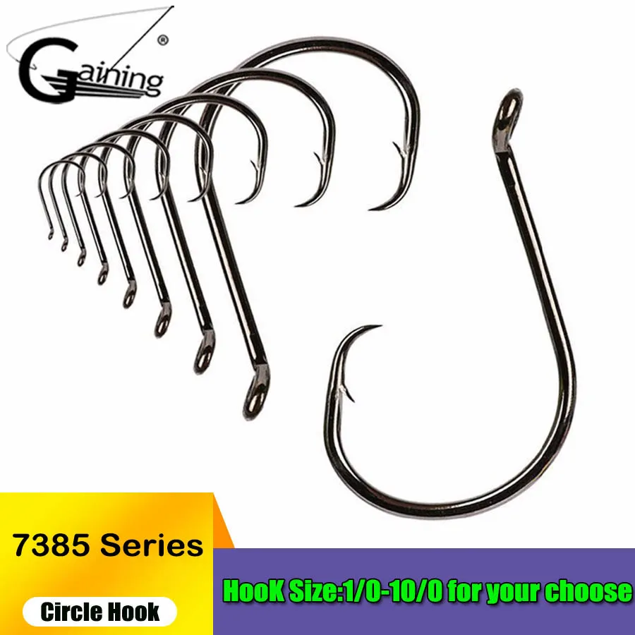 50PCS 7385 Fishing Octopus Circle Hook Carbon Chemically Sharpened Hooks Fishing Tackle Fishing Hooks 1/0-10/0