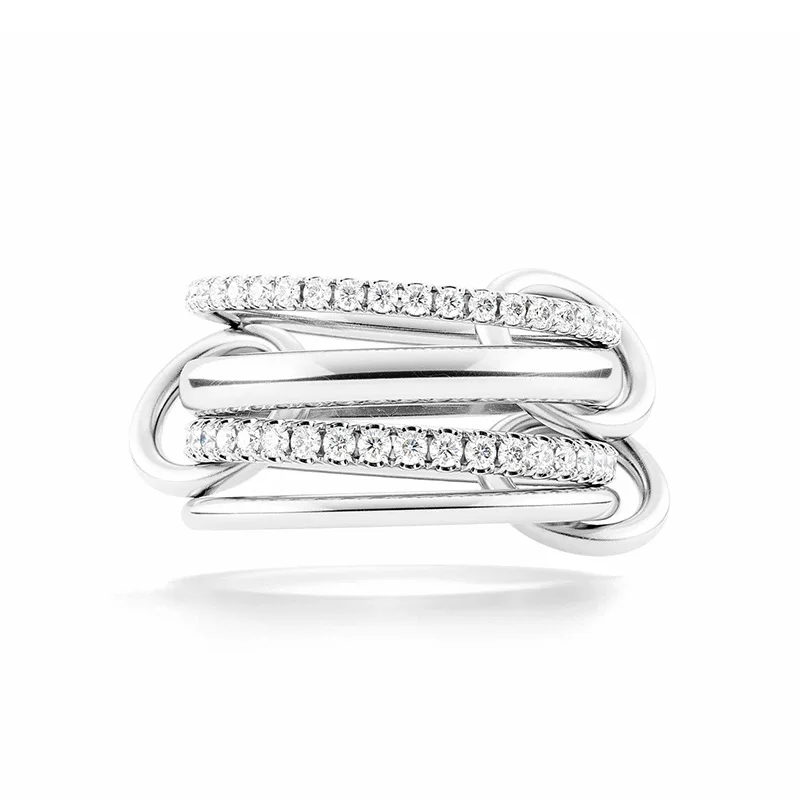 

S925 Silver AAA Women's Colorful Chain Ring, Women's Jewelry Designer T Show Club, Cocktail Party Rare Japan Korea INS