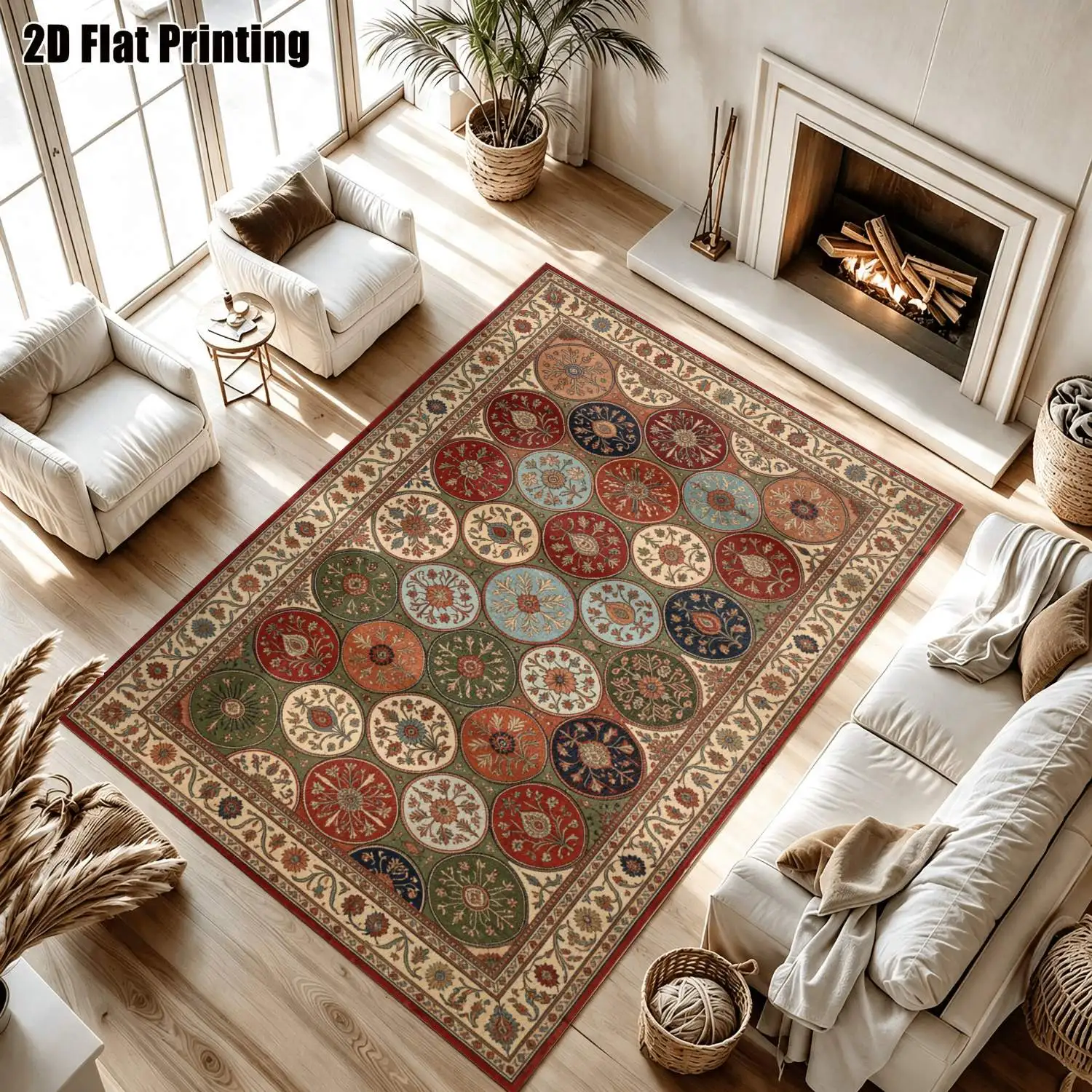 1Pc 2D Printed Carpet: Warm Brown Retro Scroll Pattern, European Luxury Soft Furnishing for Home Decor, Multi-Size, Machine Washable, Suitable for Multi-Scenario Mats