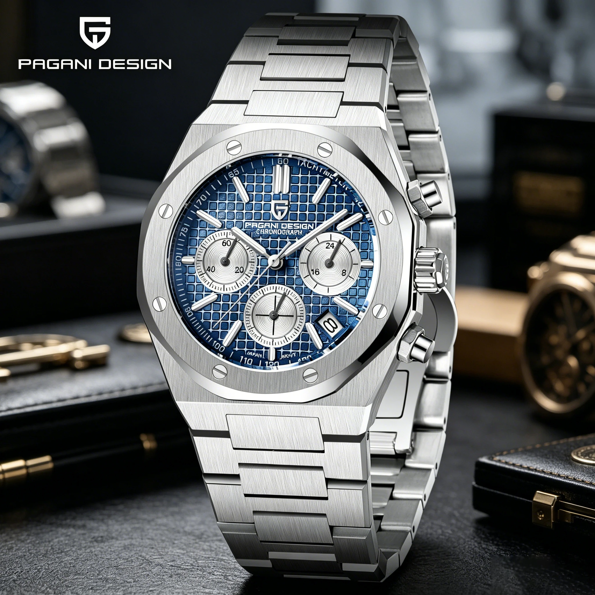 PAGANI DESIGN 2026 New 40mm Men\'S Quartz Watch Sapphire Stainless Steel Waterproof 20bar C3 Chronograph Reloj Hombre Man Watches
