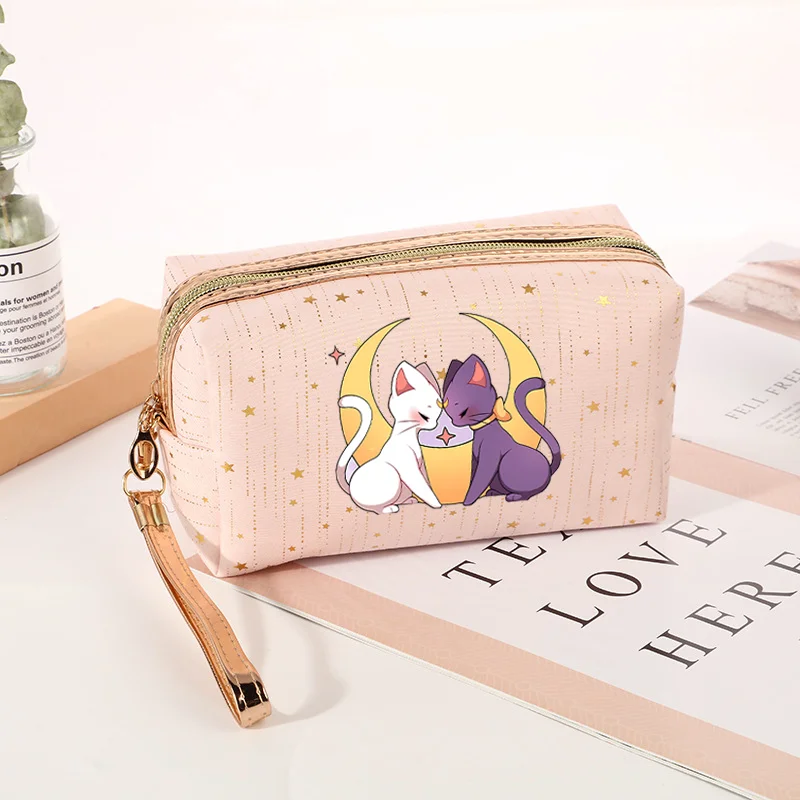 Sailors Moon Cosmetic Bag Stars Storage Case Cute Women Portable Travel Zip Makeup Toiletry Pouch Large Capacity Storage Bags