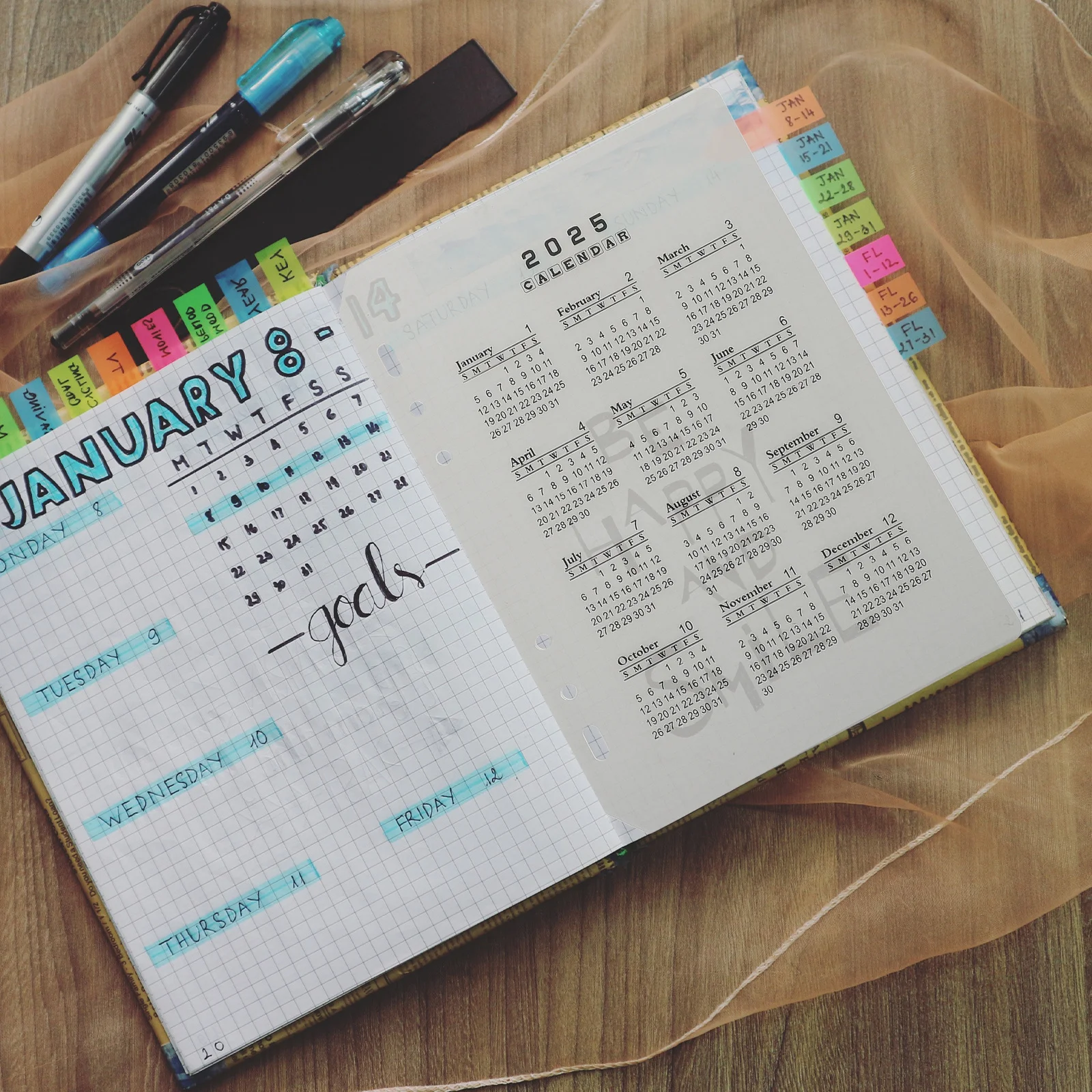 4pcs A5 Dividers Waterproof Calendar Loose Leaf Notebook Separator Divider For Planner Notebook Loose Leaf Supplies