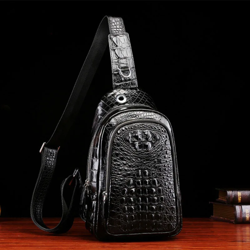 

2025 New Crocodile Leather Men's Chest Bag - Multi functional Crossbody Bag Fashion Men's Bag