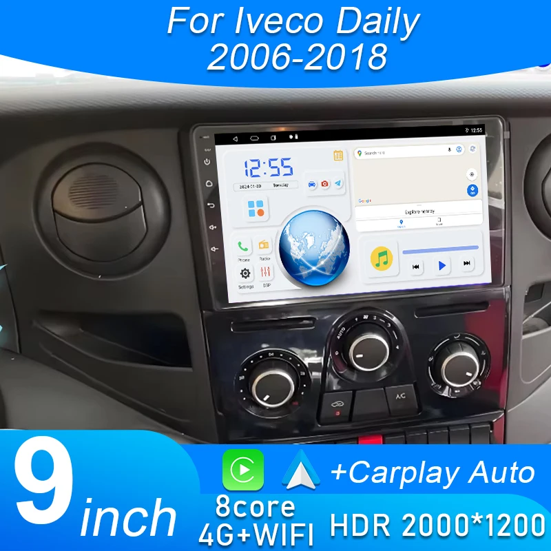 Android 15 carplay para iveco diário 2006-2018 vídeo rádio do carro navegação gps monitor de carro autoradio sem tela 2din gps dvd vídeo