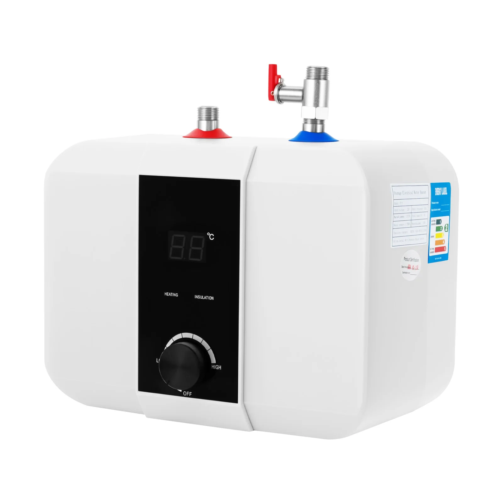 1500W Mini-Durchlauferhitzer, 6L Elektrischer Warmwasserbereiter mit LED-Anzeige & Temperaturregelung für Küche unter der Spüle