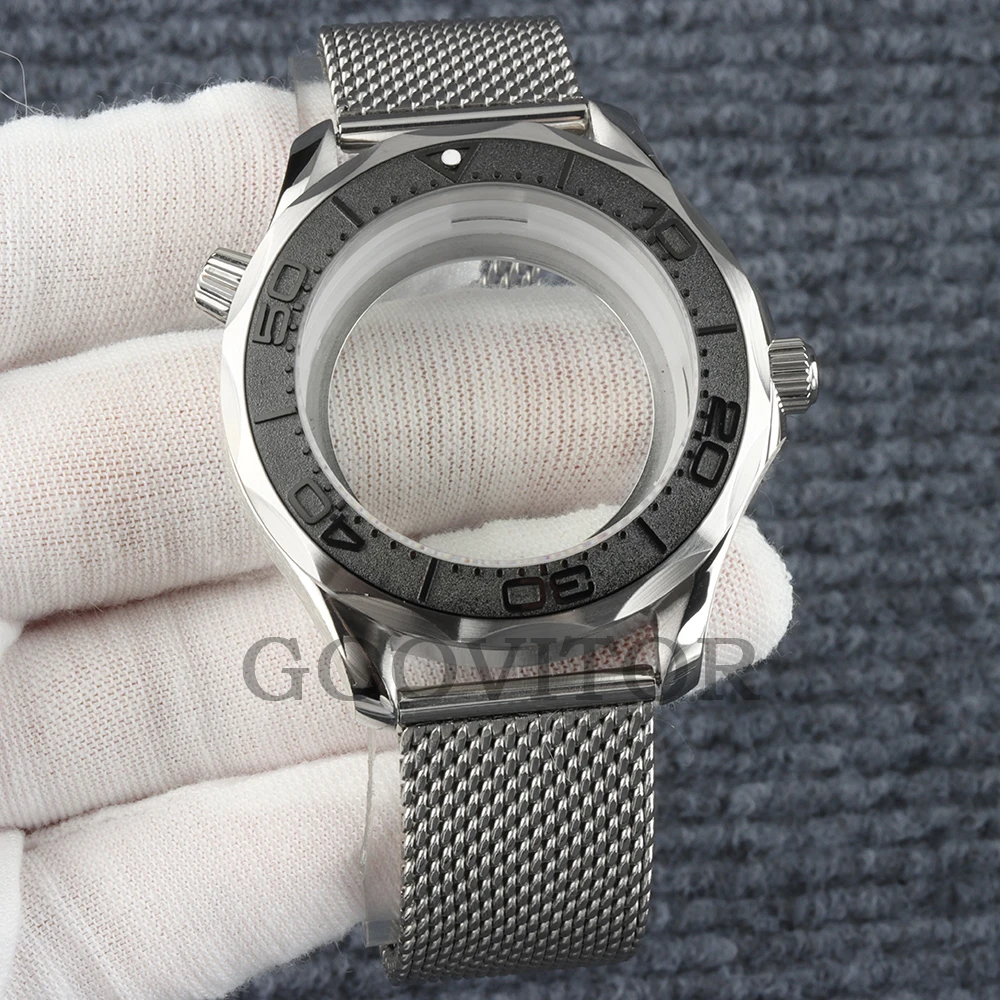 41mm NH35 Uhrengehäuse mit Mesh-Armband, wasserdicht, für NH35 NH36 Uhrwerk, 31mm Zifferblatt, Edelstahl Seamaster 300 Uhrengehäuse – Detail 19