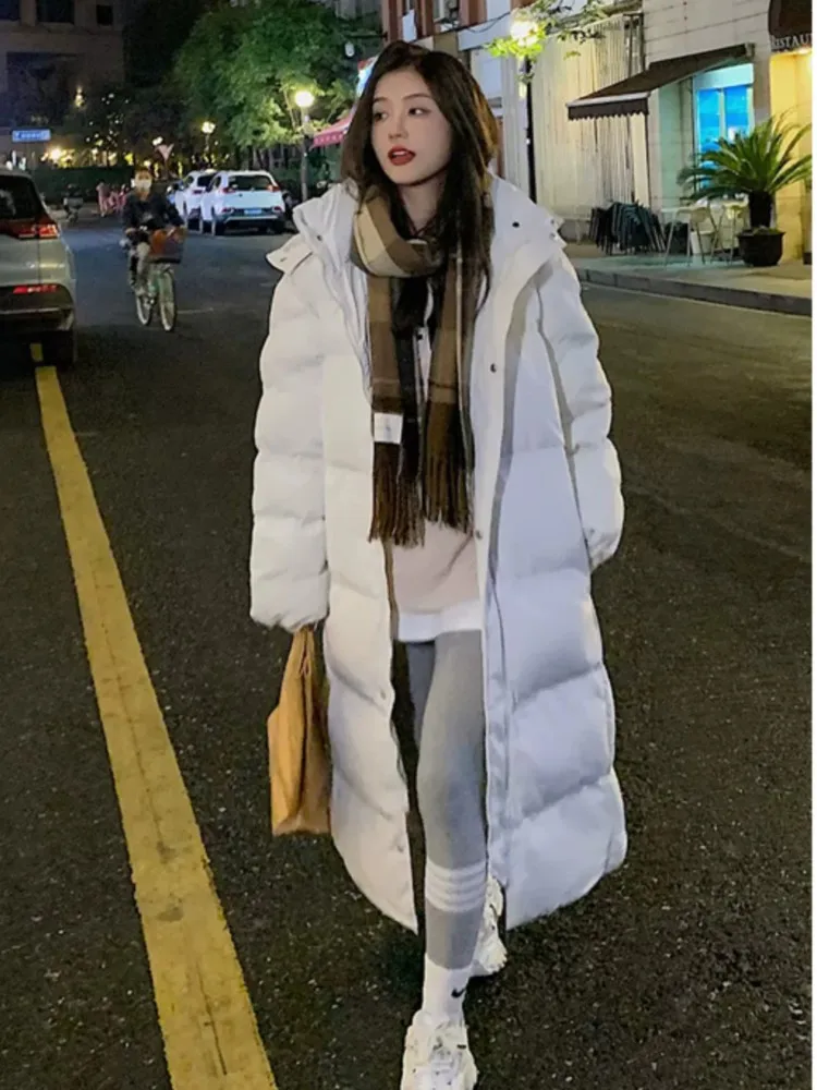 ผู้หญิงเกาหลีฤดูหนาวยาวลงเสื้อแฟชั่นหนาHooded WARM Parkas Coat Casual Homecomingเสื้อผ้าOuterwears
