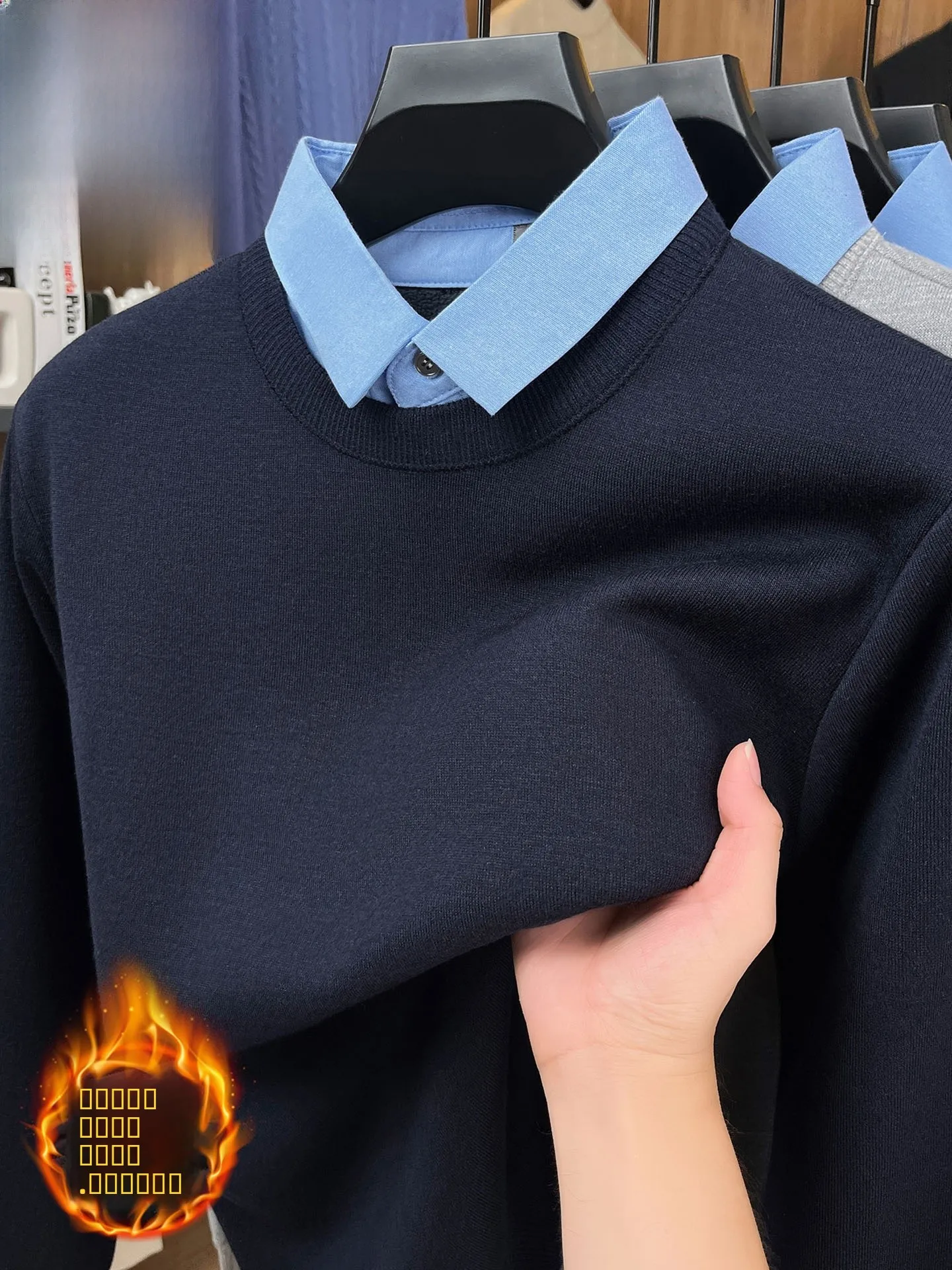 

Thiened Fce Pure Woolen irt Collar Knitted Sweater Long Sve Men's Winter Warm Knitwear Busin Casual Sle TUCANO