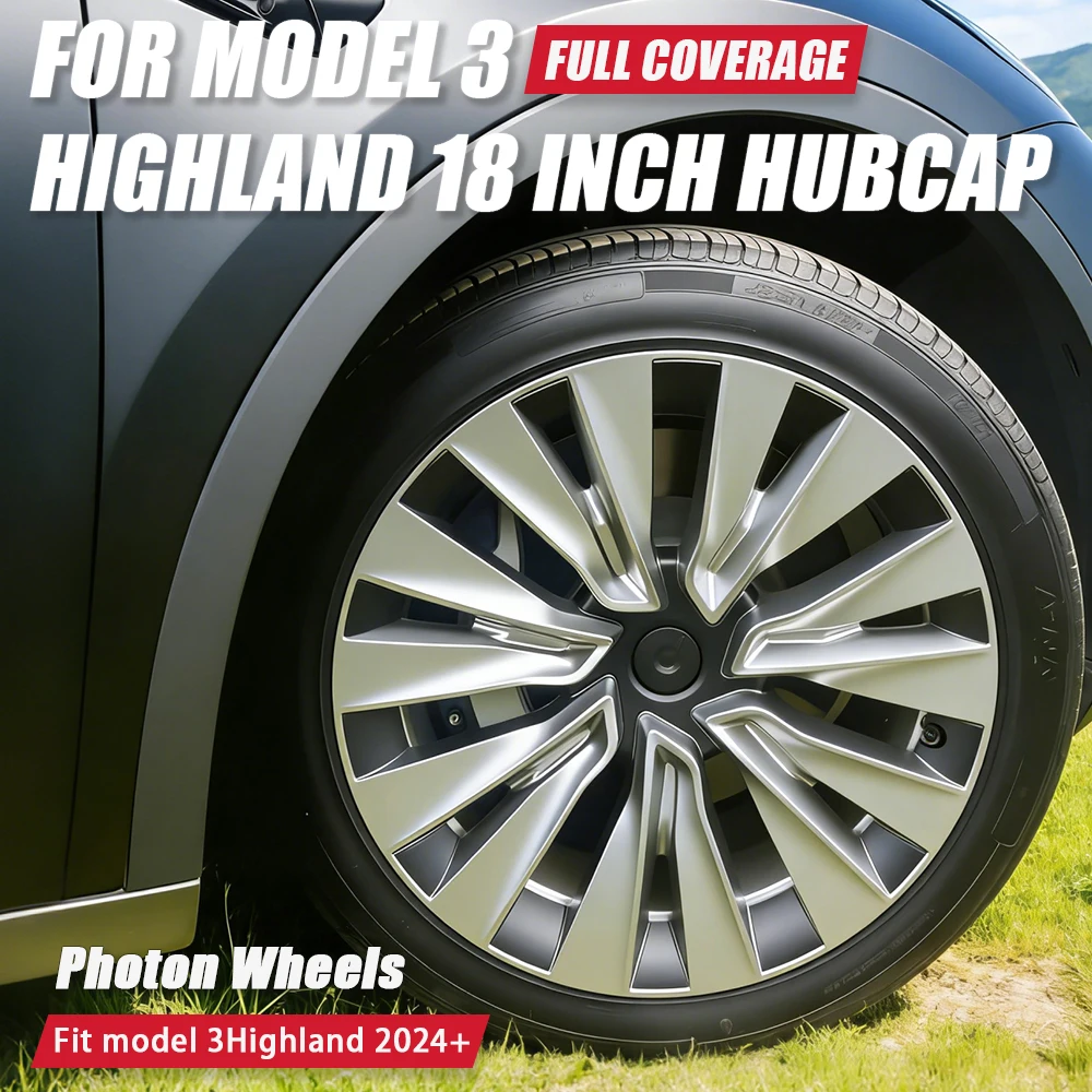 

4PCS HubCap Car for Tesla Model 3 Highland 2024 Performance 18 Inch Wheel Cap Replacement Automobile Full Rim Cover Accessories