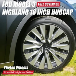 4PCS HubCap Car for Tesla Model 3 Highland 2024 Performance 18 Inch Wheel Cap Replacement Automobile Full Rim Cover Accessories