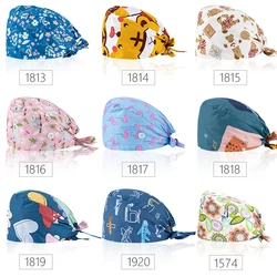 Fashion Print Nurse Cap Women Men Surgical Cap Soft Pet Hospital Surgeon Dentist Beauty Salon Chef Breathable Scrub Cap