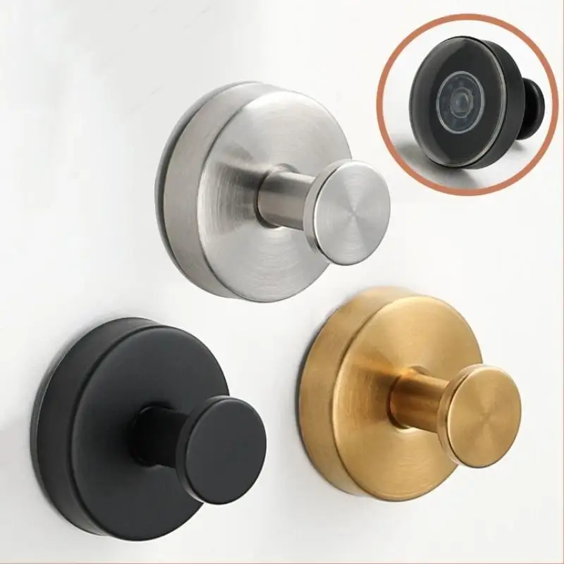 Stainless Steel Suction Cup Hooks Punch-free Wall Mounted Hook Kitchen Bathroom Powerful Vacuum Sucker Hook Towel Hanging Holde
