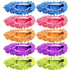 1-5 Pairs of Washable and Reusable Microfiber Mop Slippers,Dust-Repellent and Easy-to-Clean Shoes Cover for Bathroom and Bedroom