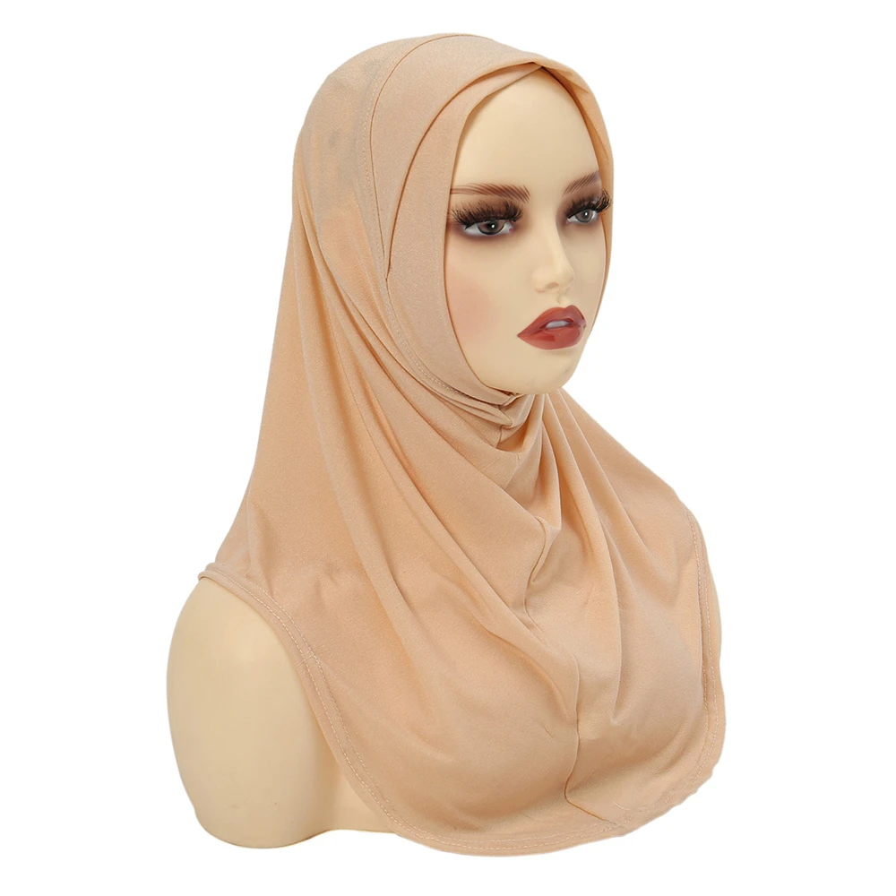 หนึ่งชิ้น Amira Hijab มุสลิมมุสลิมมุสลิมเสื้อคลุมผ้าพันหัวทึบผ้าคลุมดึงพร้อมที่จะสวมใส่ฮิญาบอิสลามฮิญาบ