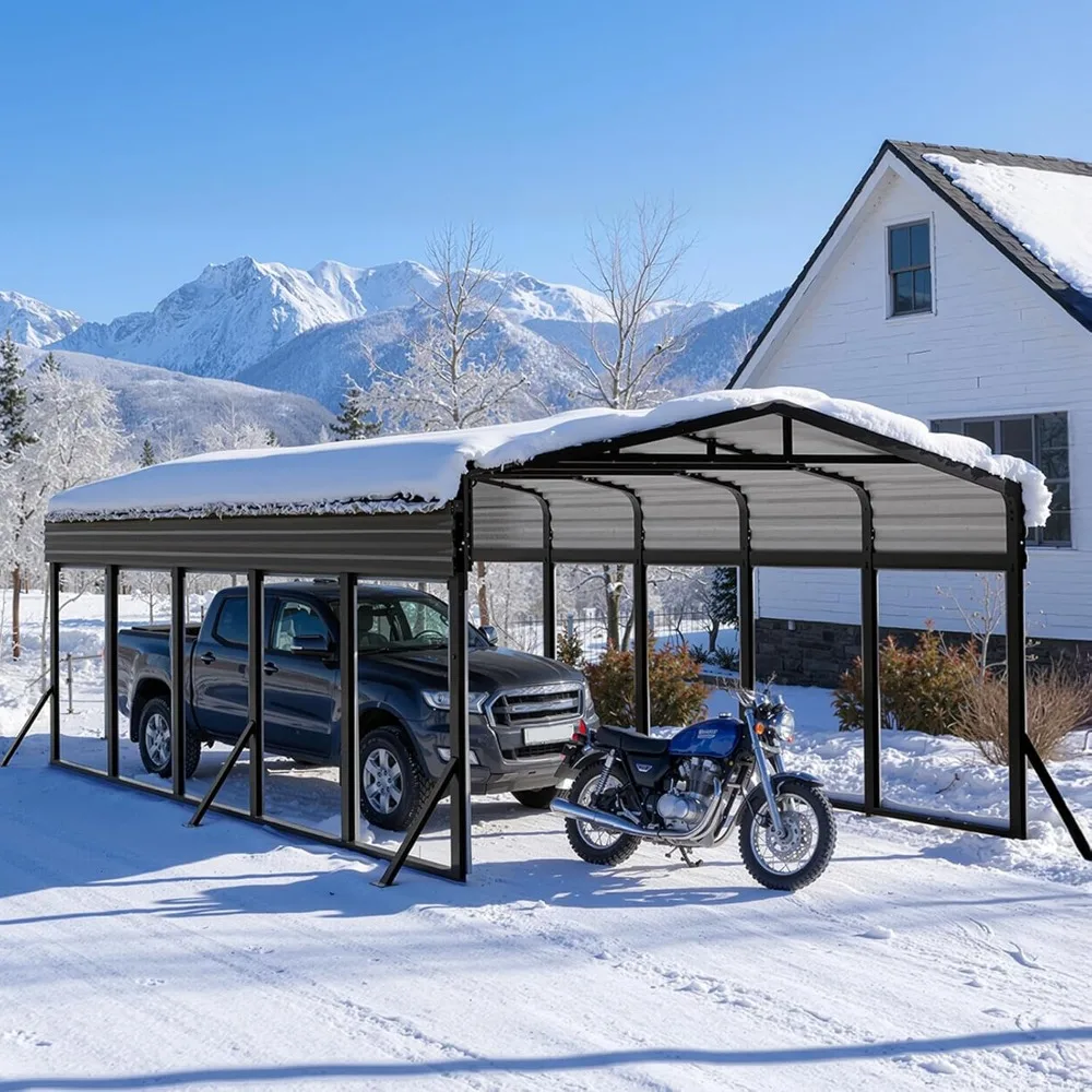 

Металлический навес для автомобиля 12x25 футов, удлиненный навес 12x25 для тяжелых условий эксплуатации с усиленной рамой и боковыми опорными стойками, на заказ