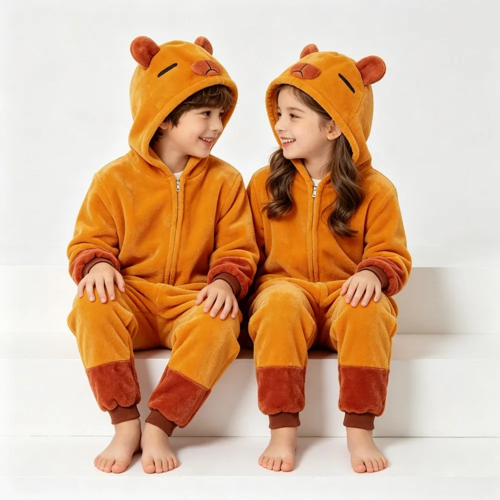 Kids Kigurumi Dinosaur Overalls Toddler Onesies Winter Pajamas Green Yellow Pink Blue White Unicorn Jumpsuits Halloween Costume view 3
