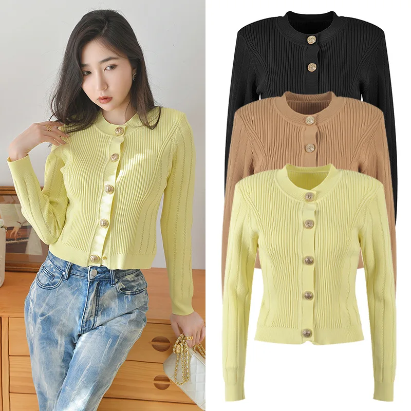 

Metallic Decorative ort Slim Fit Base Layer Top for Women Open Cardigan Sle Knitted Ultra Thin Ultra Slimming ort irt