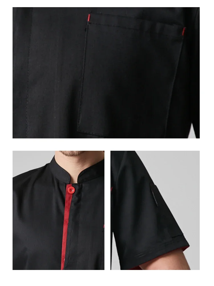 Chemise de chef unisexe pour adultes, chemise de travail de restaurant pour hommes et femmes, uniforme de restauration, manteau de cantine, veste de cuisinier d'hôtel, service alimentaire