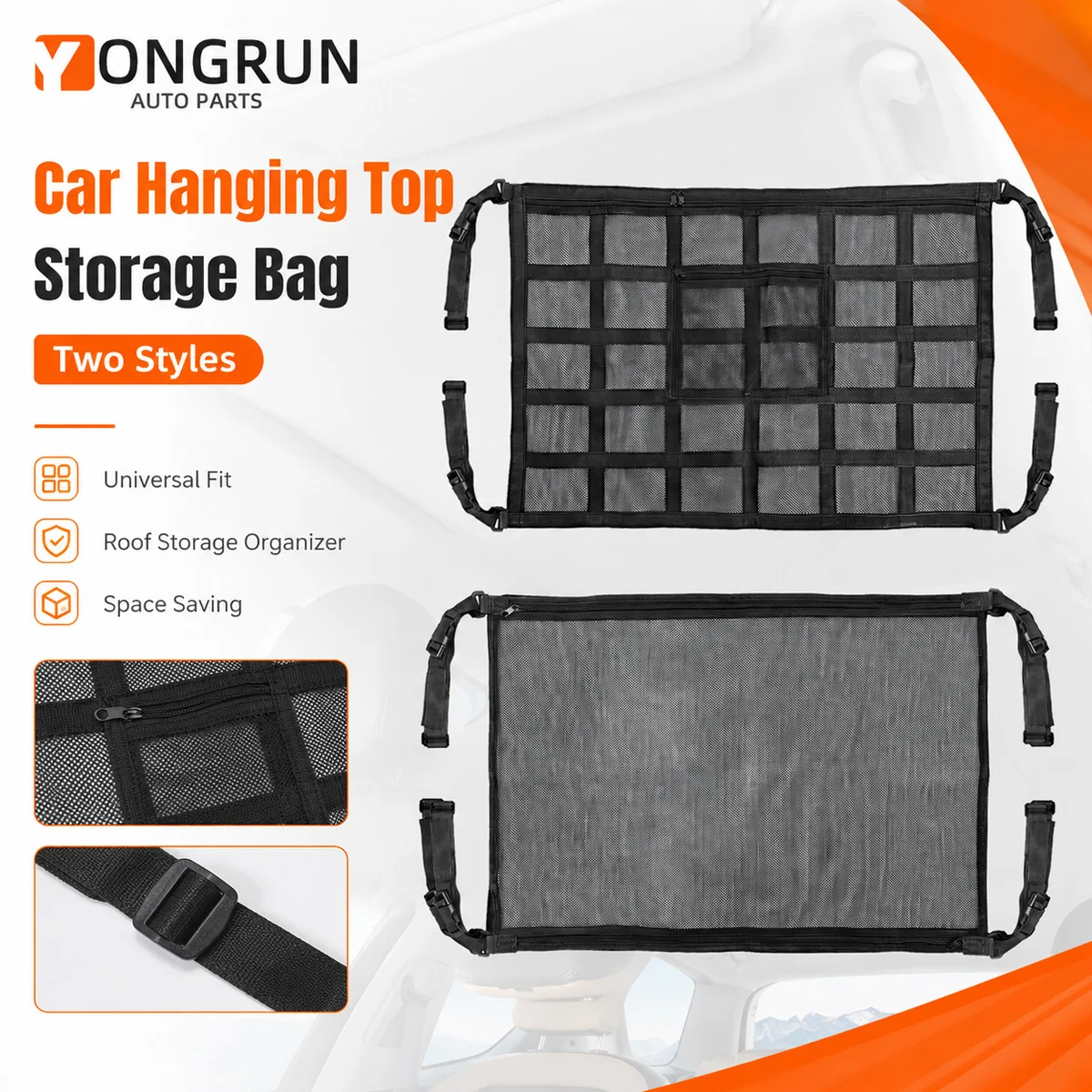 YONGRUN Car Top Cargo Net Multi Functional Suspended Multi Pocket Storage Rack Capacity For Storing Feces In The Car Top Net