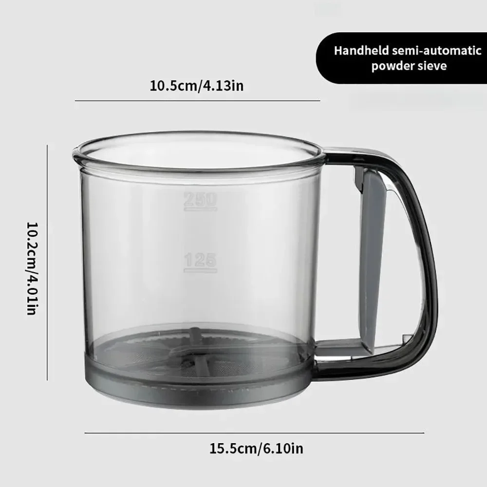 E5 Hand Operated Flour Sifter with Fine Mesh, 1Pcs Portable Manual Press Sifter for Baking Ideal for Flour Cocoa Powdered Suga