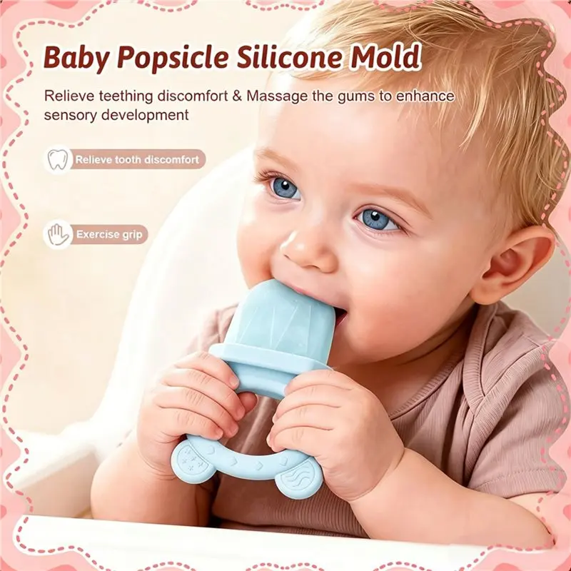 Sakolla Baby Popsicle Molds Mini 4 Cavity Silicone Ice Pop Mold Breastmilk Popsicle Molds For Teething Relief
