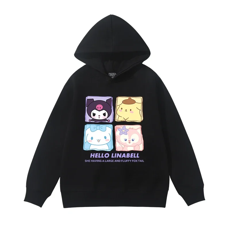 

Симпатичная модная детская одежда с длинными рукавами и принтом Sanrio для девочек и мальчиков, удобные осенние толстовки с капюшоном