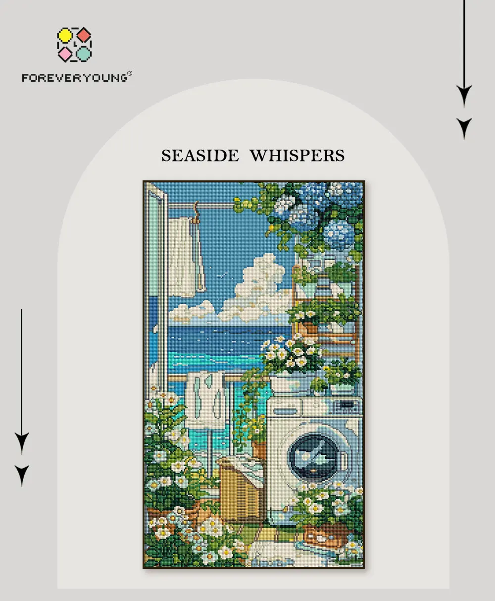 Foreveryoung Seaside Whispers Large Vertical Diamond Painting Kit, 16