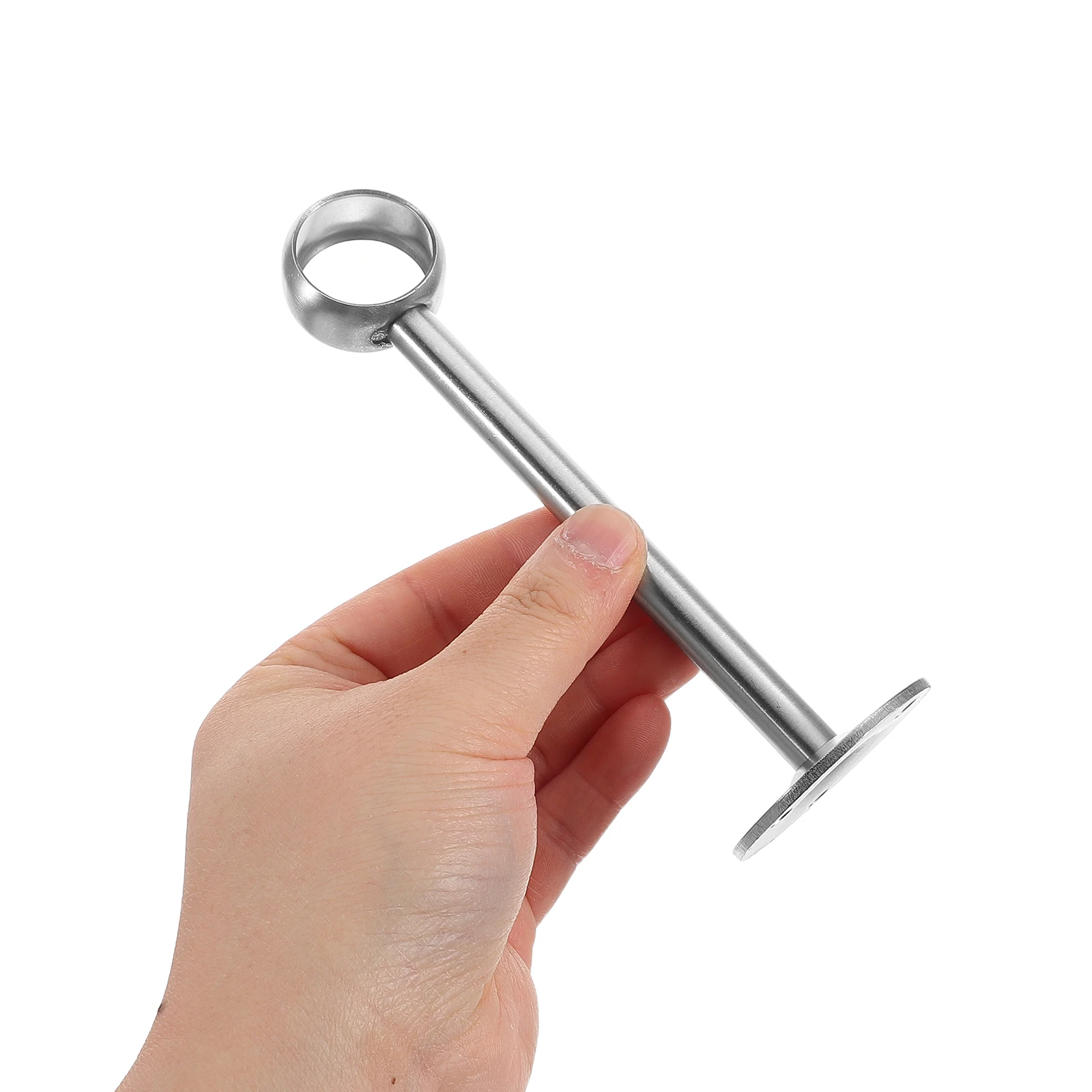 

2Pcs Curtain Pole Brackets Stainless Steel Thickened Round Head for Heavy Curtains Wardrobe Rods Easy Mount Drapery Hanger