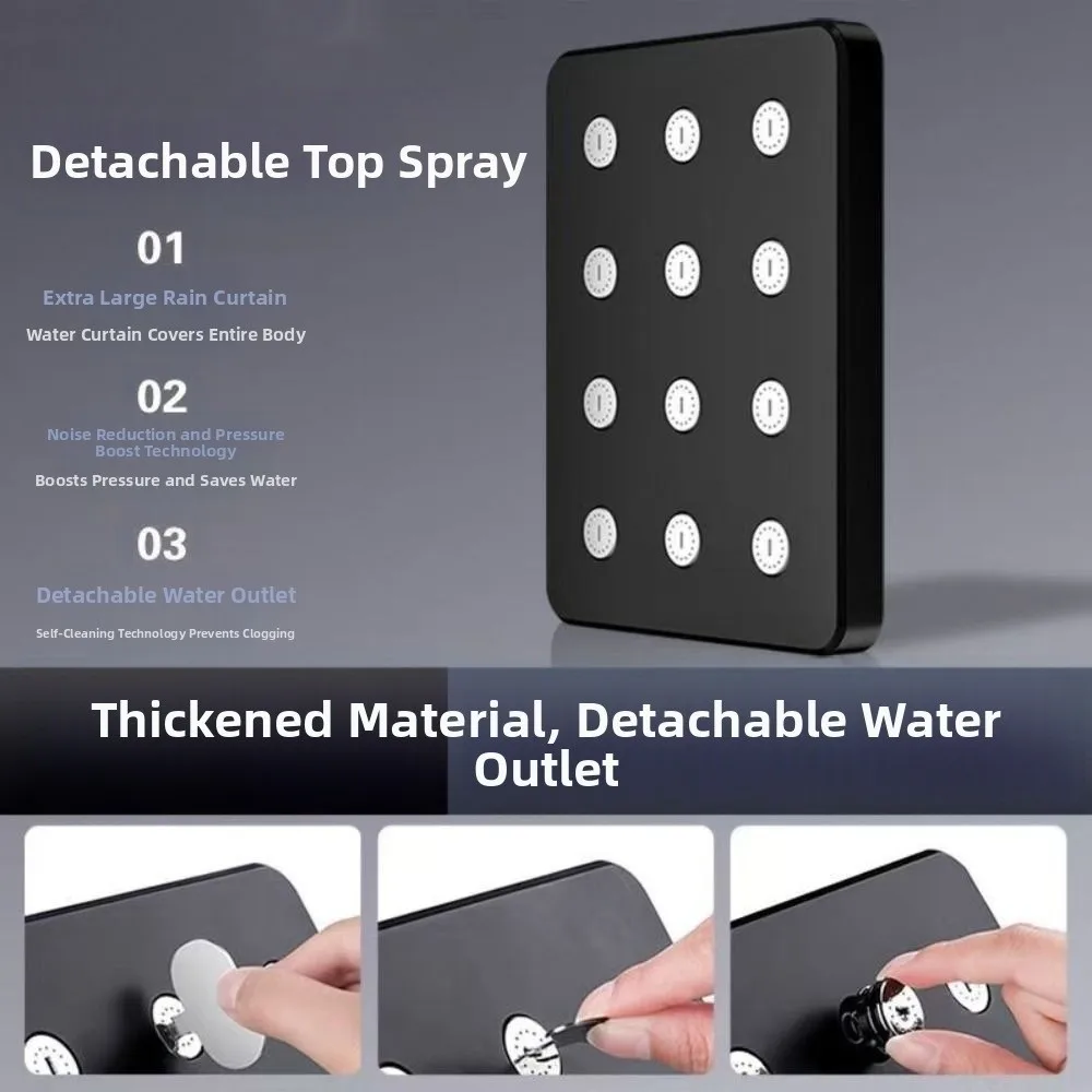 

Large Panel Bath Shower Head 360° Rotating Water Saving Top Spray Shower Head High Pressure Detachable Pressurized Shower Head