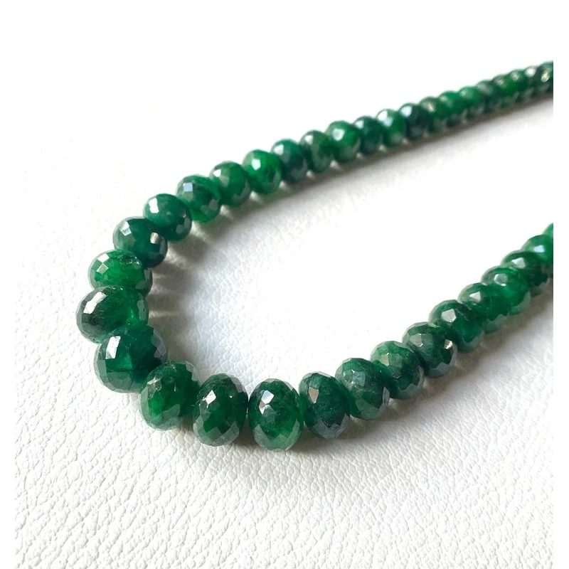 AAA-Natural Faceted Rondelle shape , High Quality Emerald Beads