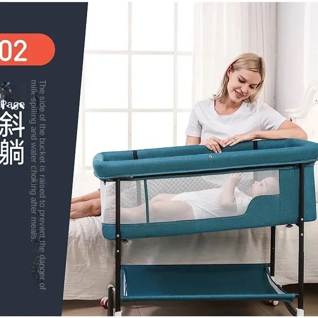 Baby Crib Baby Folding Bed Portable with Mosquito Net Newborn Patchwork Queen-Size Bed Playpen Multifunctional Baby Mobile Bed