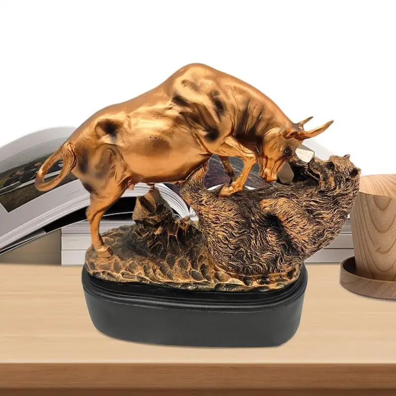 

Bull And Bear Statue Finance Bull Statue Decor Figurine Exquisite Versatile Resin Tabletop Ornament For Offices Home Decor