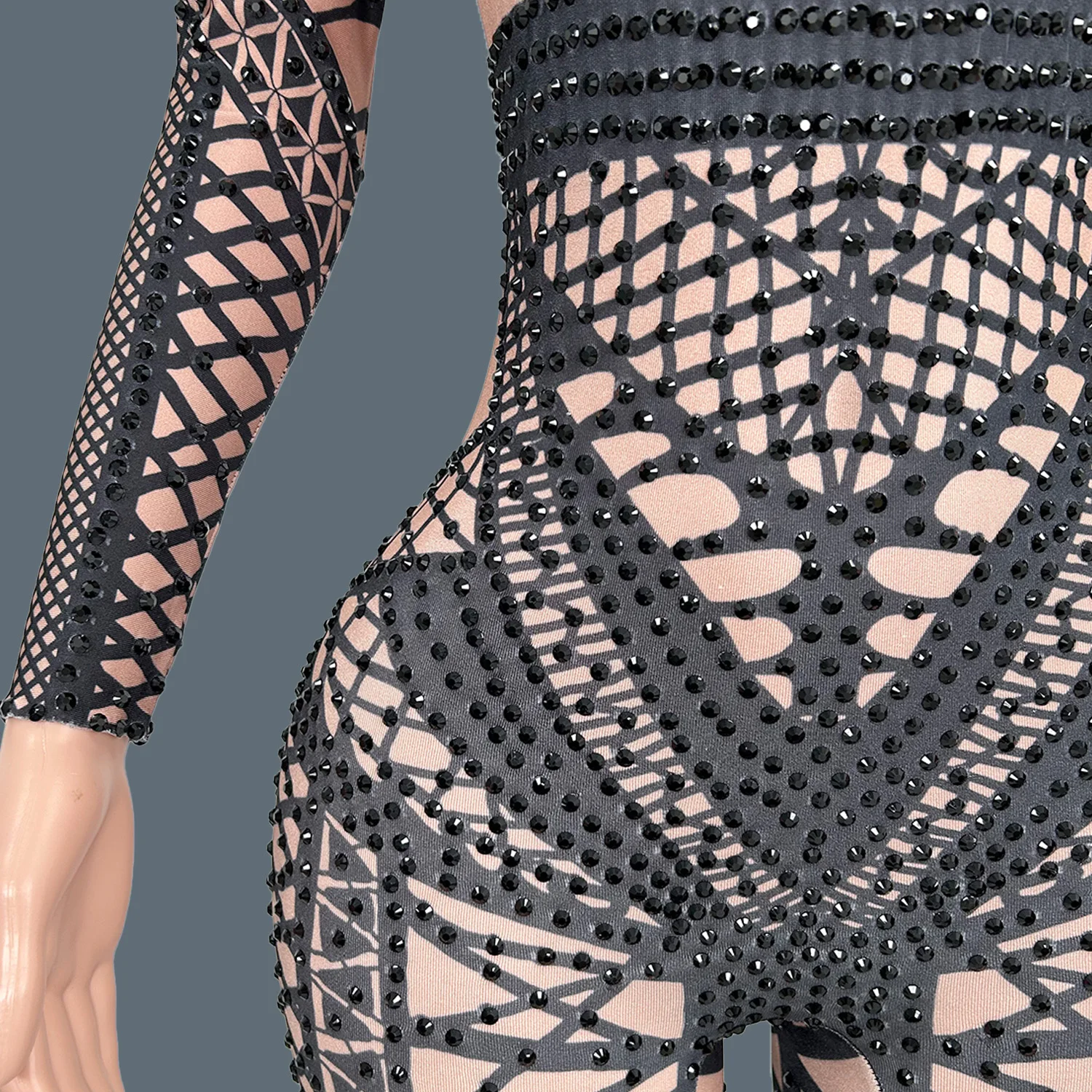 Sparkly Rhinestones Spandex Jumpsuit Sexy Stretchy Nightclub Singer Outfit Dancer Performance Costume Show Stage Wear Sanjiao