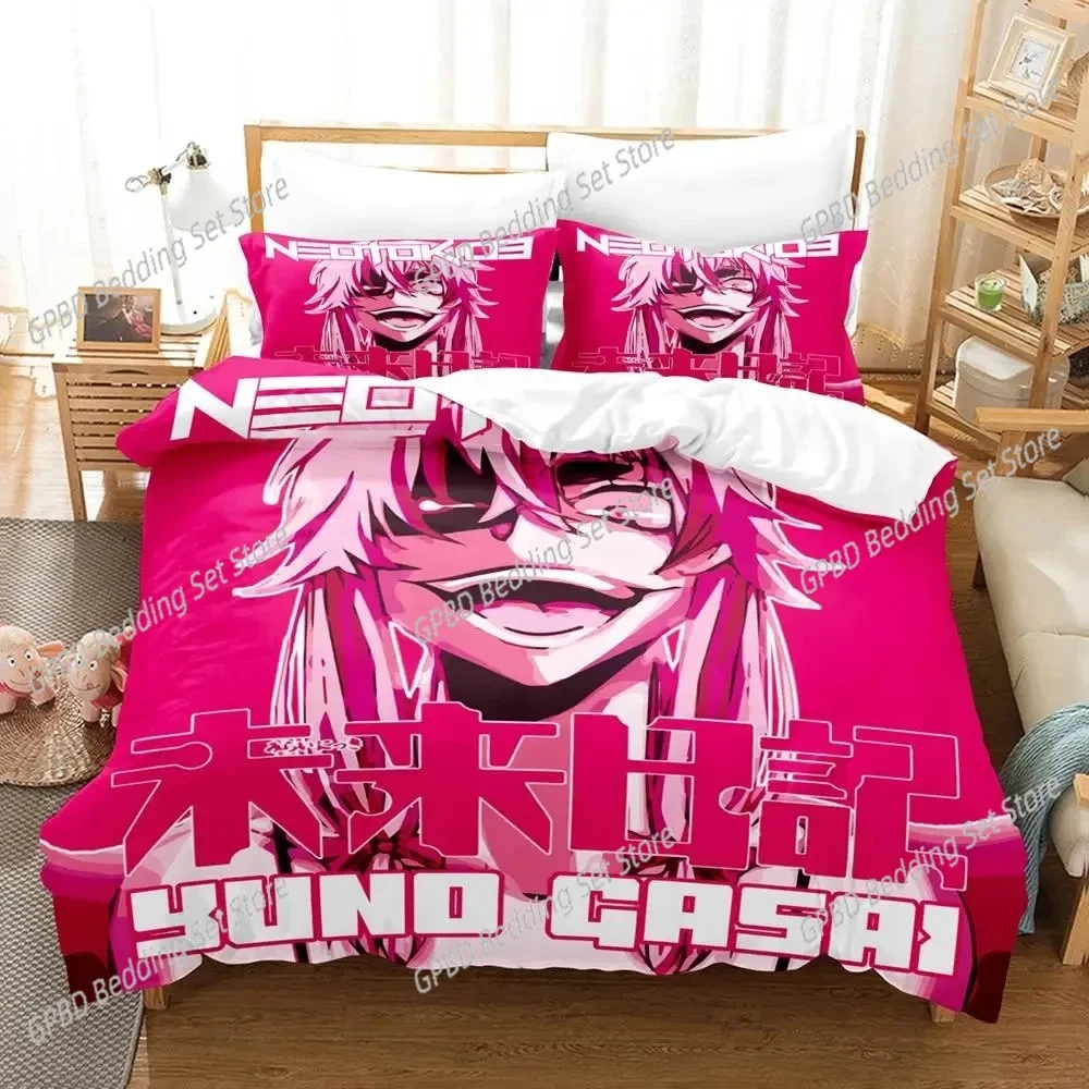 Anime Future Diary Yuno Gasai Bedding Set Boys Girls Twin Queen Size Duvet Cover Pillowcase Bed Kids Adult Home Textileextile