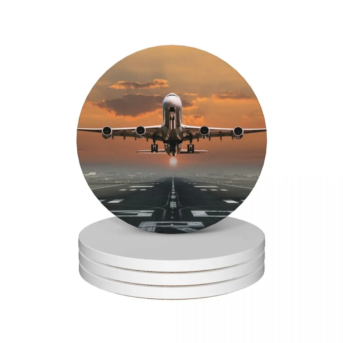 

Airplane Takeoff Ceramic Coasters (Set of 4) ceramic set black mug set for drinks aesthetic Coasters