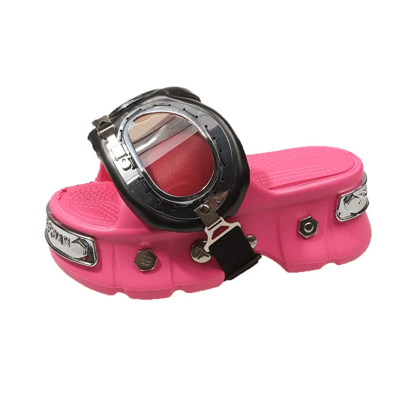 

Punk Style 2025 Platform Slides Women Studded Slippers Soft Comfort Sole Non-Slip Outdoor Indoor Edgy Lift Sandals