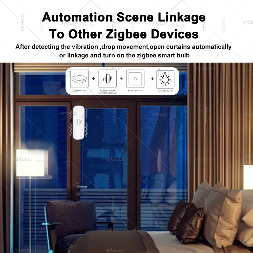 ZigBee 스마트 진동 센서 실시간 진동 모니터 센서 보안 보호 Zigbee2MQTT 홈 어시스턴트와 호환 가능 썸네일 6
