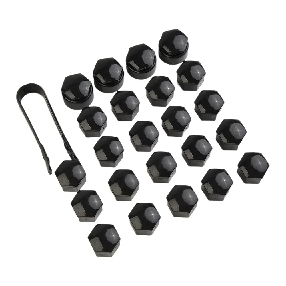 24pcs 17 MM Black Wheel Nut Bolt Trim Studs Cover Cap For Opel For BMW Plastic For Car Wheel 17MM 0.66in Bolts Or Nut