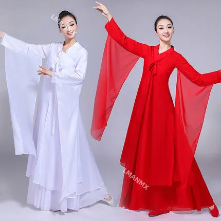 

Women's Cross Collar Classical Dance Elegant and Elegant Chinese Dance Set Costume Hanfu Cool Monochrome Smooth Dance Costume