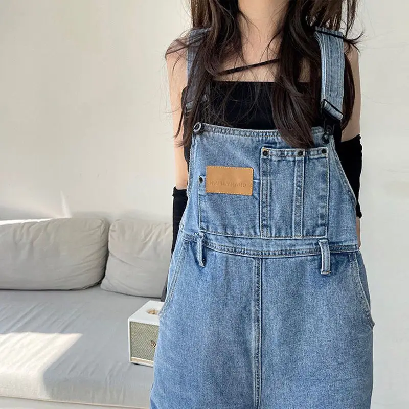 

2024 Vintage Style Winter Spring Blue Denim Jumpsuit for Women Girl Overalls Pants Casual Jeans Casual Clothing Streetwear